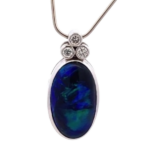 Pt･Pm900 ブラックオパール ダイヤモンド ネックレストップ 7.13ct