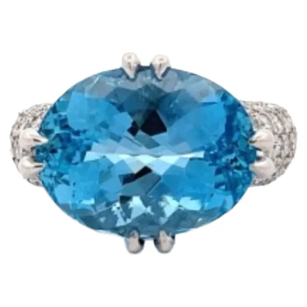 K18 アクアマリンダイヤモンド リング 9.52 ct D1.082 ct