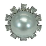 Pt･Pm900 パール・ダイヤモンド リング D2.047・0.803 ct