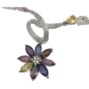 サファイア ダイヤモンド ネックレス 20.1ct 1.82ct