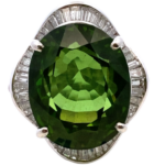 Pt･Pm900 ペリドット・ダイヤモンド リング 32.73・2.08ct