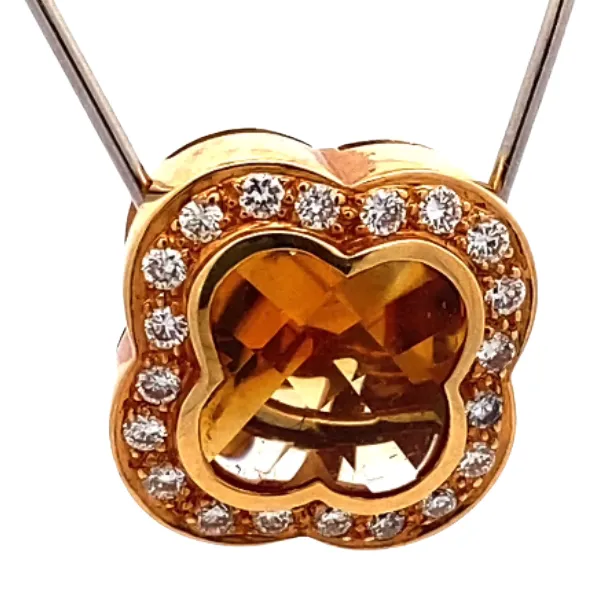 K18 シトリン・ダイヤモンド ネックレス/ペンダントトップ C2.4 ct D0.3 ct