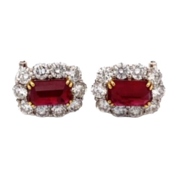 K14WG/Pt900/K18 ルビー・ダイヤモンド ピアス/イヤリング R2.12・R2.16 ct D1.71・D1.71 ct
