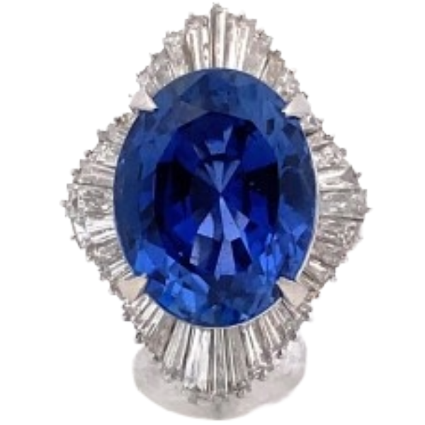 Pt･Pm900 スリランカ産非加熱ブルーサファイア・ダイヤモンド リング 11.78 ct D1.76 ct