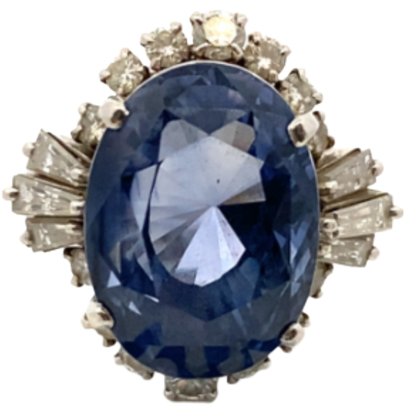 Pt･Pm850ブルーサファイア・ダイヤモンド リング 20.29・1.5ct