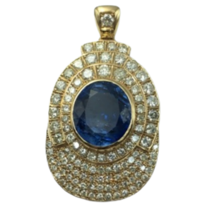 K18 ブルーサファイア・ダイヤモンド ネックレスペンダントトップ 84.53 ct 19.102 ct