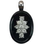 K18 ブラックカルセドニー・ダイヤモンド ネックレス/ペンダントトップ 10.38 ct 0.44 ct