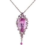 K18WG クンツァイト・多色石 ネックレス/ネックレストップ 11.9 ct D0.24・0.84 ct