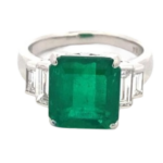 Pt･Pm900 コロンビア産エメラルド・ダイヤモンド リング 4.48ct D0.84ct