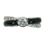 Pt･Pm900 ダイヤモンド・カルセドニー リング 0.21 ct 0.16 ct