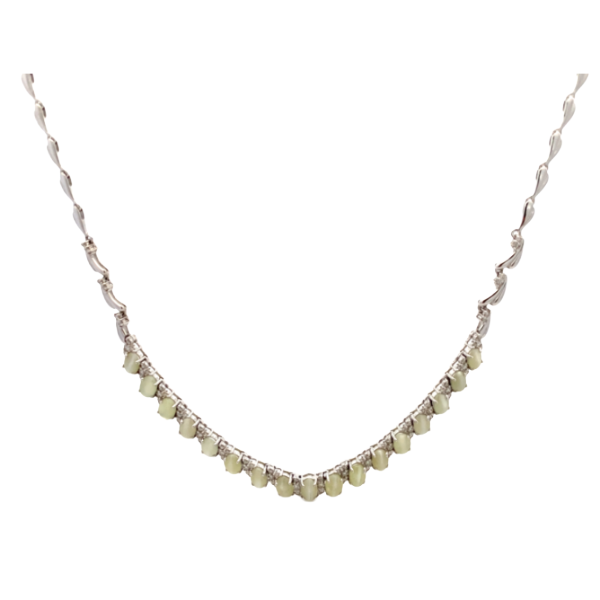 K18WG クリソベリルキャッツアイ ダイヤモンド ネックレス 8.35ct 1.00ct