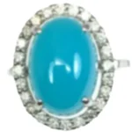 K18WG ブルーカルセドニー・ダイヤモンド リング 6.6 ct 0.43 ct