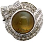 Pt･Pm900 クリソベリルキャッツアイ・ダイヤモンド リング C8.81・1.82ct