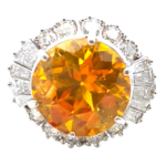 Pt･Pm900 オレンジ石・ダイヤモンド リング S10.62・D1.63ct