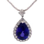 Pt900/K18WG タンザナイト・ダイヤモンド ネックレス/ペンダントトップ 14.12・D1.91ct