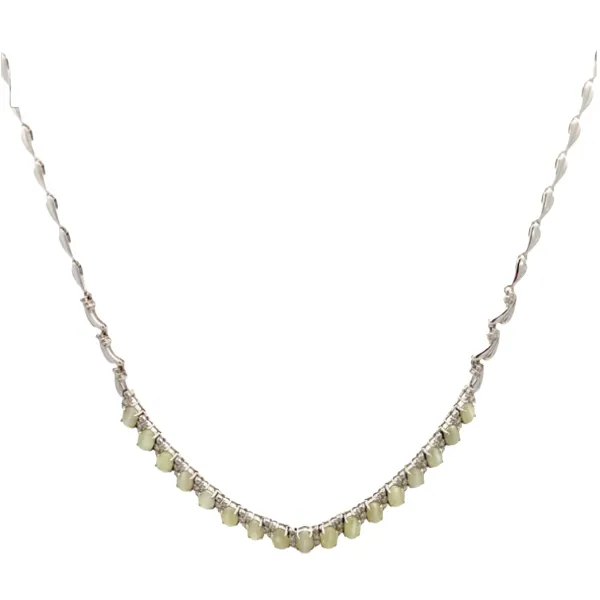 K18WG クリソベリルキャッツアイ ダイヤモンド ネックレス 8.35ct 1.00ct