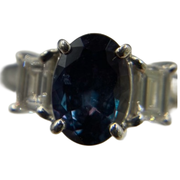 Pt900 アレキサンドライト・ダイヤモンド リング 1.1 ct 0.23 ct