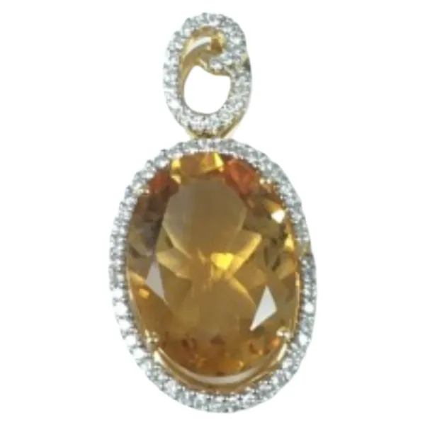 K18 シトリン・ダイヤモンド ネックレス/ペンダントトップ 7.32 ct D0.36 ct