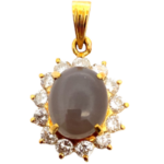 K18 シリマナイトキャッツアイ・ダイヤモンド ネックレス/ペンダントトップ 4.09・0.85ct