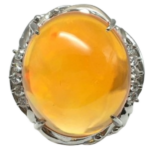 Pt･Pm900 ファイヤーオパール・ダイヤモンド リング 12.25 ct D0.19 ct