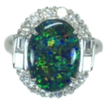 Pt･Pm900 ブラックオパール・ダイヤモンド リング 3.84 ct D1.24 ct
