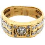 Pt900/K18 ダイヤモンド リング 0.36ct 0.04ct