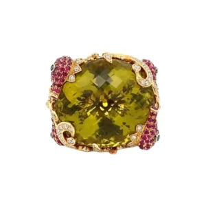 K18 クオーツ・多色石　 91.79・R6.78・D3.97・0.09ct