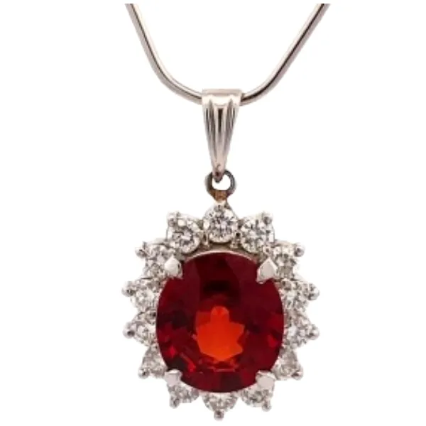 Pt･Pm900 スペサルティンガーネット・ダイヤモンド ペンダントトップ 4.075 ct 0.8 ct