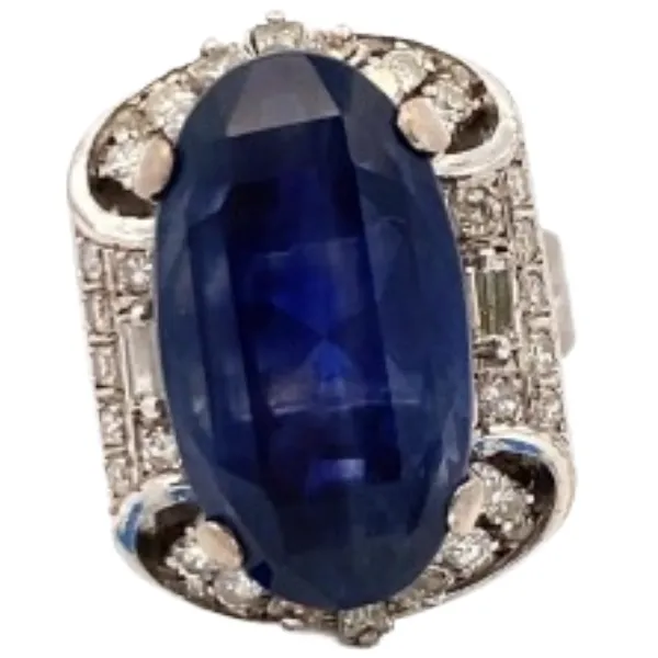 K14 マダガスカル産非加熱サファイア ダイヤモンド リング 24.87ct