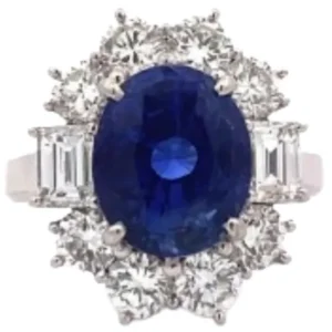 Pt･Pm900 スリランカ産非加熱ブルーサファイア・ダイヤモンド リング S6.41 ct D2.48 ct