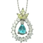 Pt850/Pt900 パライバトルマリン ダイヤモンド ネックレス 0.428ct 0.03ct 0.8ct