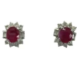 K18WG ルビー・ダイヤモンド ピアス 1.27・1.02 ct 0.24・0.24 ct