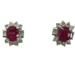 K18WG ルビー・ダイヤモンド ピアス 1.27・1.02 ct 0.24・0.24 ct
