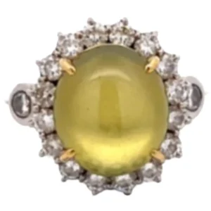 Pt900K18[Ptﾒｲﾝ] クリソベリルキャッツアイ・ダイヤモンド リング 8.86 ct 1.45 ct