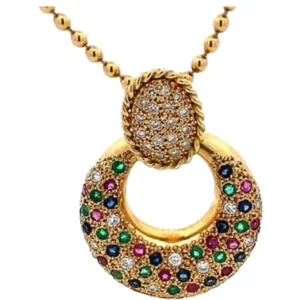 K18 ダイヤ・多色石 D0.4ct 