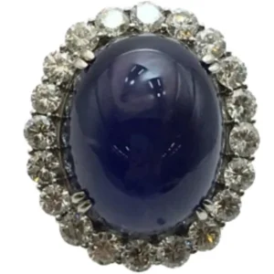 Pt･Pm900 非加熱スターサファイア ダイヤモンド リング 76.75ct 4.273ct