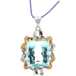 Pt･Pm1000 アクアマリン・ダイヤモンド ネックレス/ペンダントトップ 40.7・0.27ct