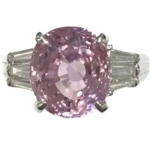 Pt･Pm900 ピンクサファイア(みため)・ダイヤ リング 8.12 ct D0.63 ct
