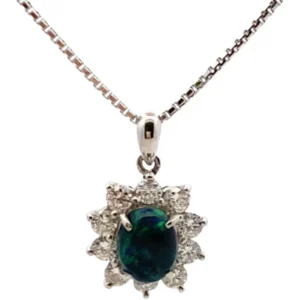 Pt850Pt ブラックオパール・ダイヤモンド ネックレスペンダントトップ 1.01・D0.71ct