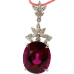 Pt･Pm900 ロードライトガーネット ダイヤモンド ペンダントトップ 19.07ct 0.84ct