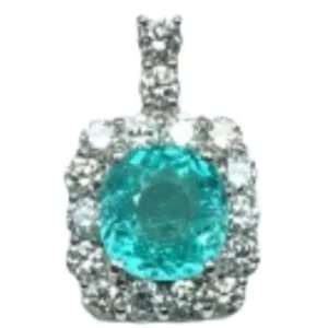 Pt･Pm950 モザンビーク産パライバトルマリン・ダイヤ ネックレスペンダントトップ 3.508 ct 1.68 ct