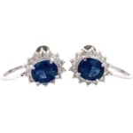Pt･Pm900 サファイア・ダイヤモンド イヤリング 1.131・1.44 ct 0.39・0.39 ct