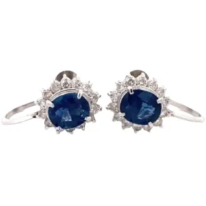 Pt･Pm900 サファイア・ダイヤモンド イヤリング 1.131・1.44 ct 0.39・0.39 ct