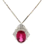 Pt850/Pt900 ピンクトルマリン・ダイヤモンド ネックレス/ペンダントトップ 18.48・3.47ct