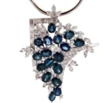 Pt･Pm900 ブルーサファイア ダイヤモンド ブローチ 9.41ct 1.44ct