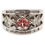Pt･Pm900 パパラチアサファイア・ダイヤモンド 0.42・0.63ct
