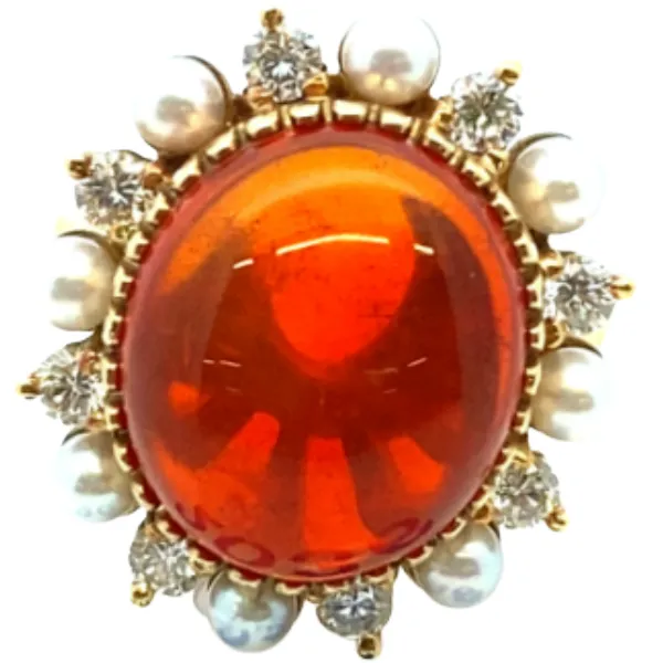 K18 ファイヤーオパール ダイヤモンド リング 7.08ct 0.58ct