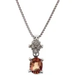 Pt850/Pt パパラチアサファイア・ダイヤモンド ネックレス/ペンダントトップ 0.537・0.12ct