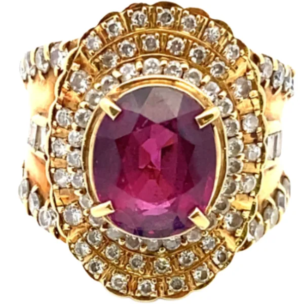 K18 ロードライトガーネット・ダイヤモンド リング 5.00・D1.59ct