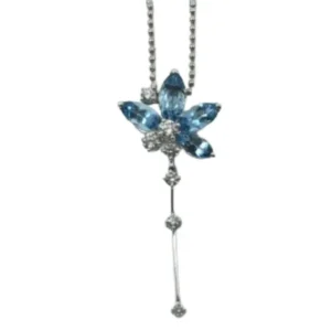 Pt850Pt900 アクアマリン・ダイヤモンド ネックレスAQ2.70・D0.54 ct